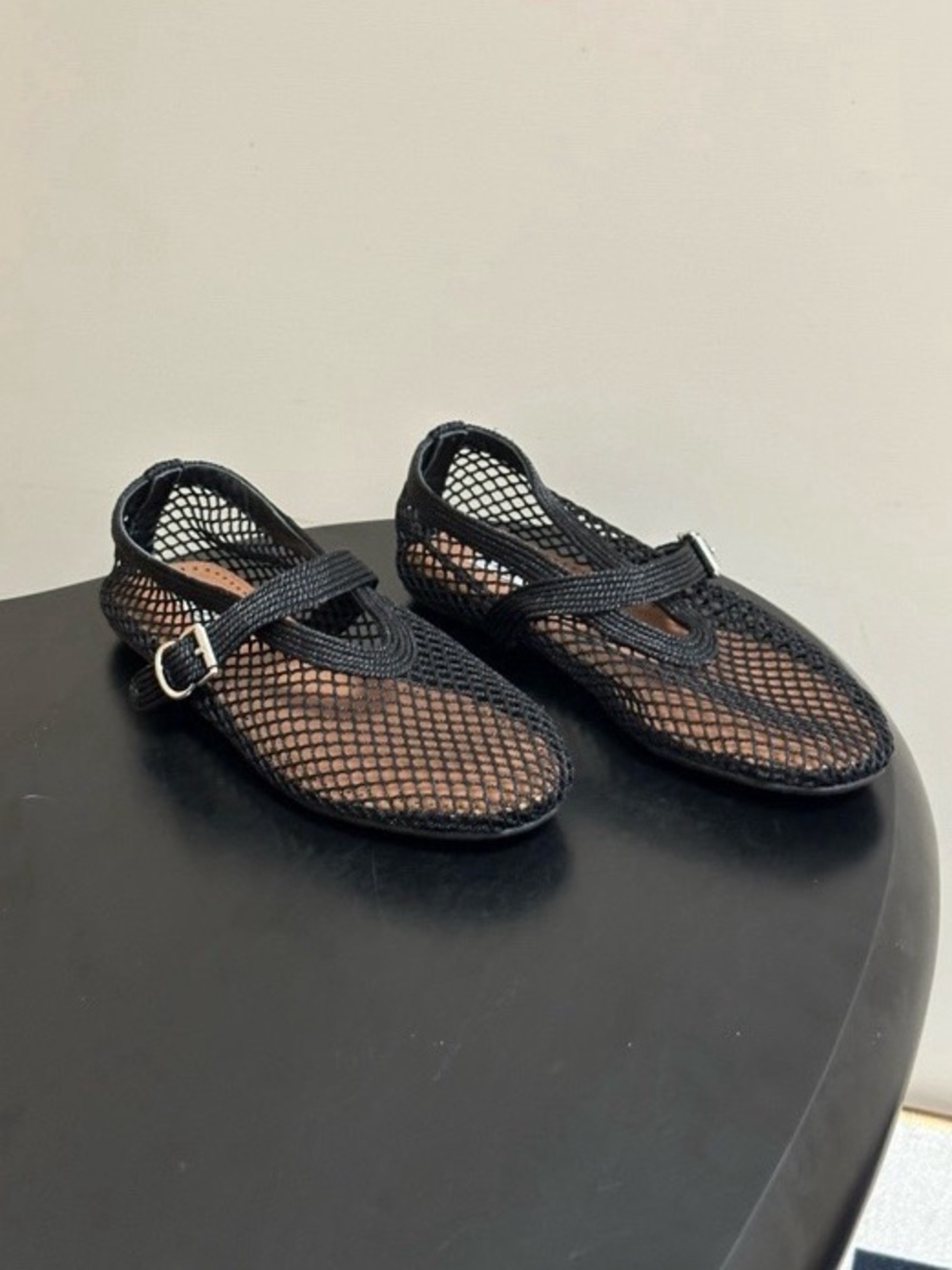 Alaïa Black Mesh Mary Jane Mule Slide Sandals - Picture 4 of 9